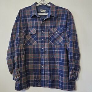 Back Packer Sportswear Flannel Shirt Men's XXL Green Blue Red Plaid‎ Button Up